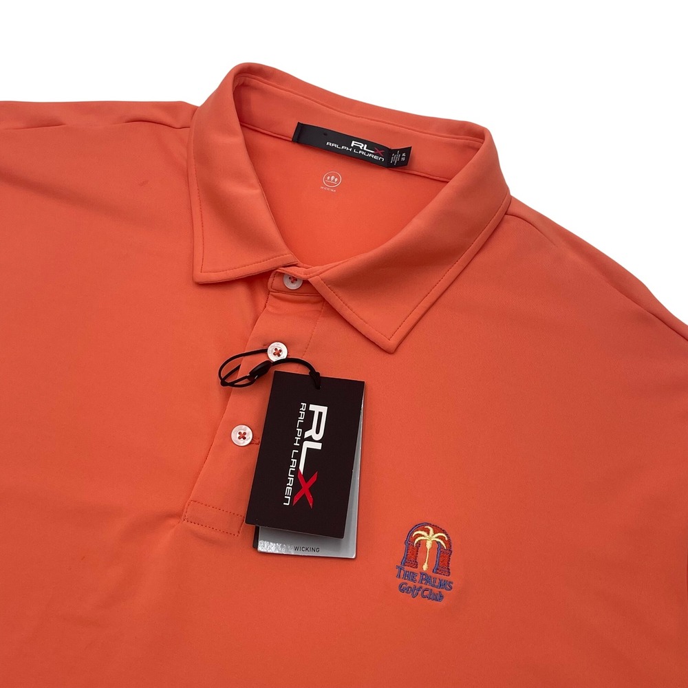 RLX Ralph Lauren Mens Airflow Active Golf Polo Shirt Coral Palms Golf Club XL